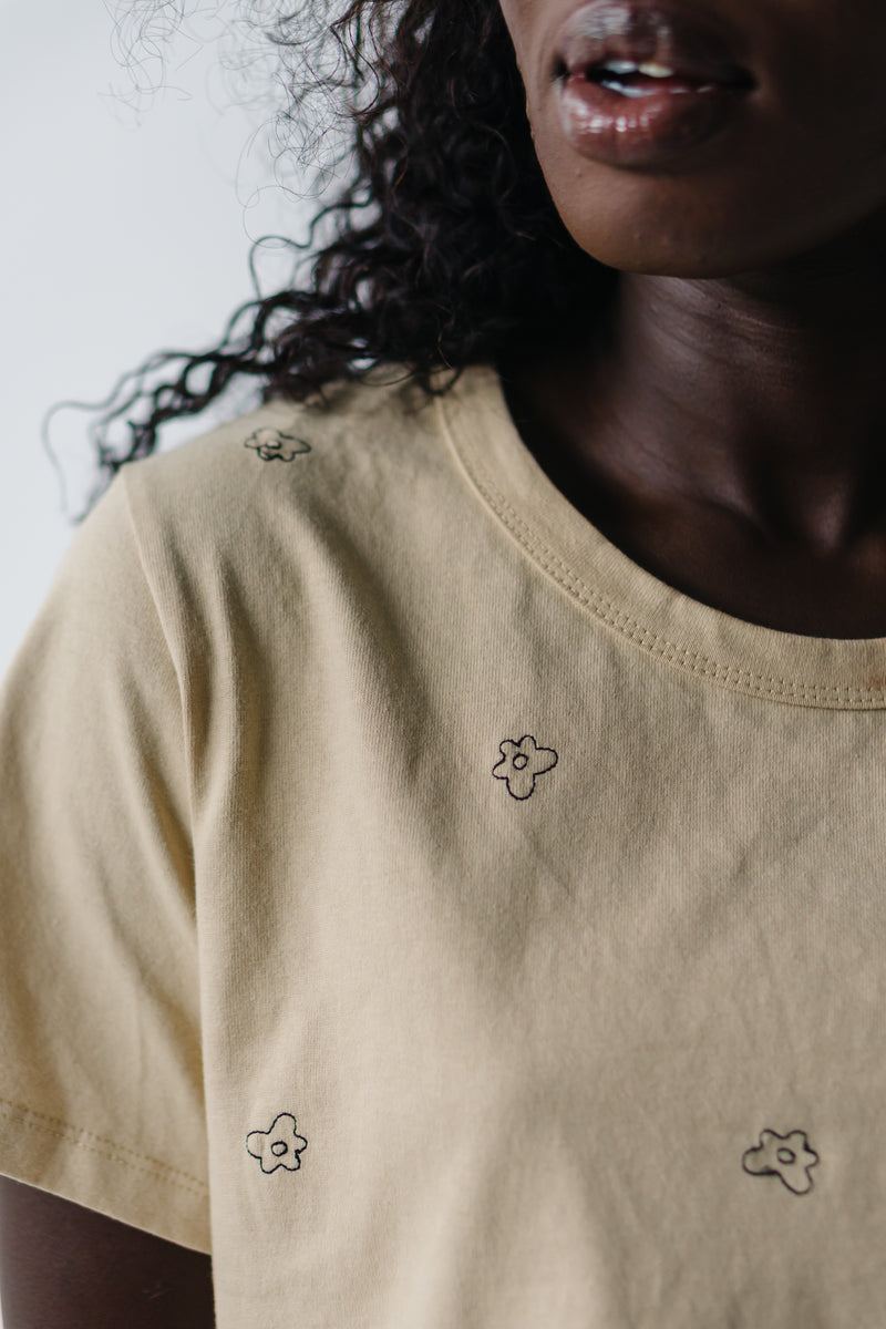 The Fairburn Floral Detail Tee in Oat