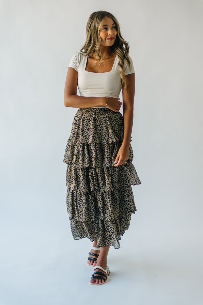 The Hodson Tiered Maxi Skirt in Black