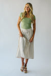 The Epling Button Front Midi Skirt in Natural