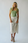 The Epling Button Front Midi Skirt in Natural