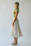 The Epling Button Front Midi Skirt in Natural