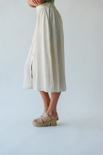 The Epling Button Front Midi Skirt in Natural