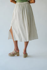 The Epling Button Front Midi Skirt in Natural