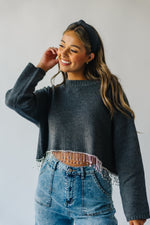 The Raley Jewel Trim Sweater in Charcoal