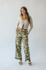 The Cormier Floral Pant in Moss Green