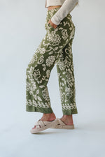 The Cormier Floral Pant in Moss Green