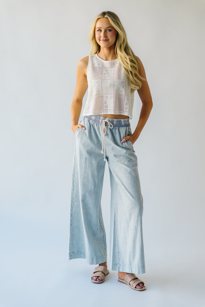 The Hasley Mineral Washed Wide Leg Pant in Chambray