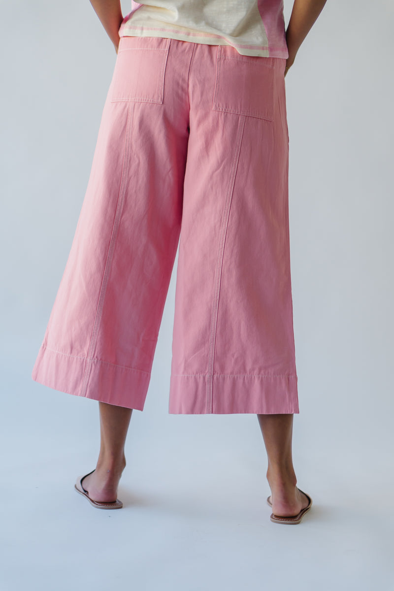 The Suria Drawstring Wide Leg Pant in Peach Pink