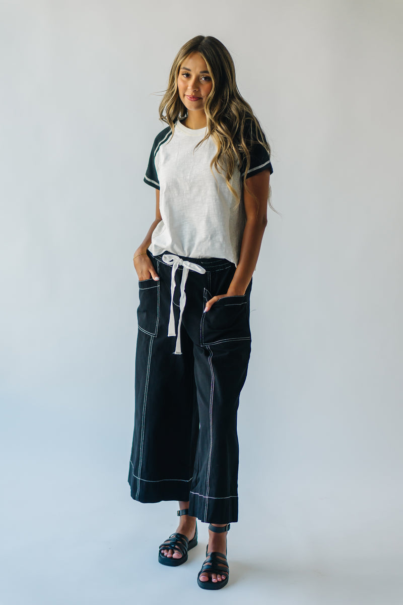 The Suria Drawstring Wide Leg Pant in Black