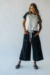 The Suria Drawstring Wide Leg Pant in Black