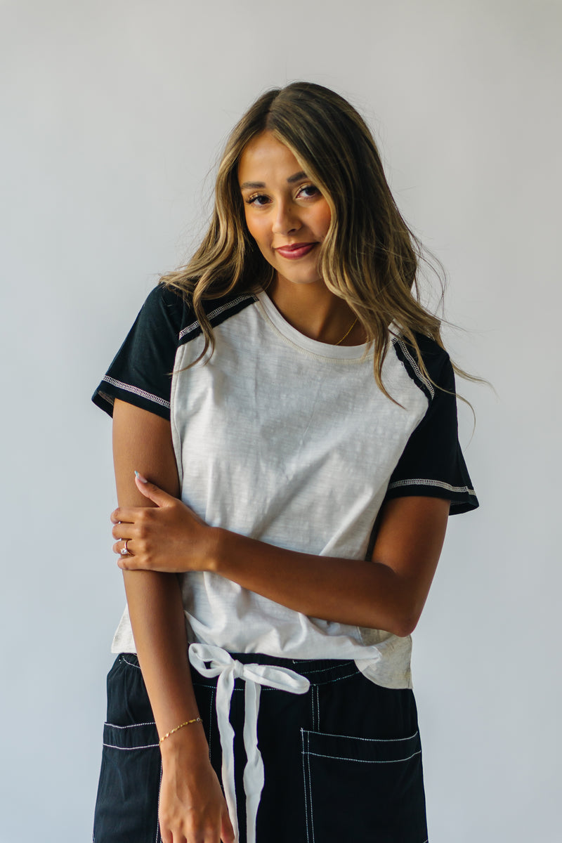 The Frasure Color Block Tee in Off White + Black