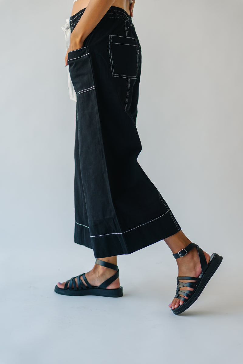 The Suria Drawstring Wide Leg Pant in Black