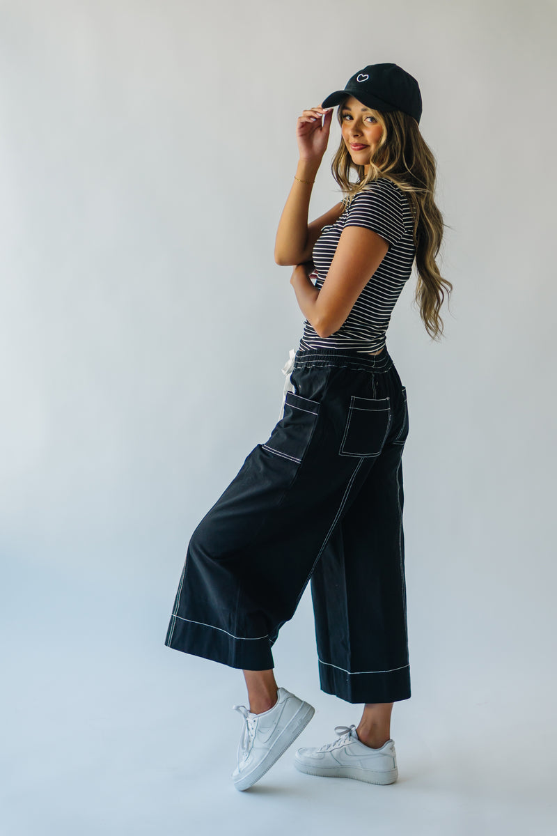 The Suria Drawstring Wide Leg Pant in Black