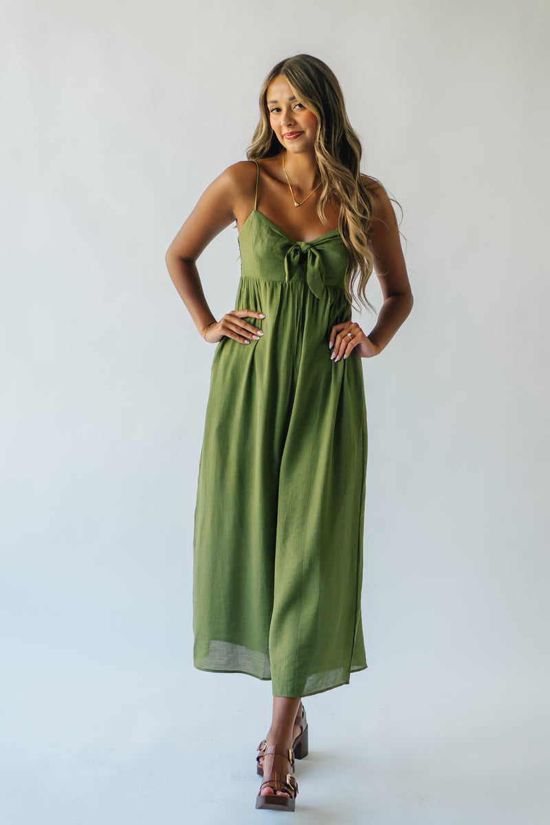 The Marsden Wide Leg Jumpsuit in Moss Green