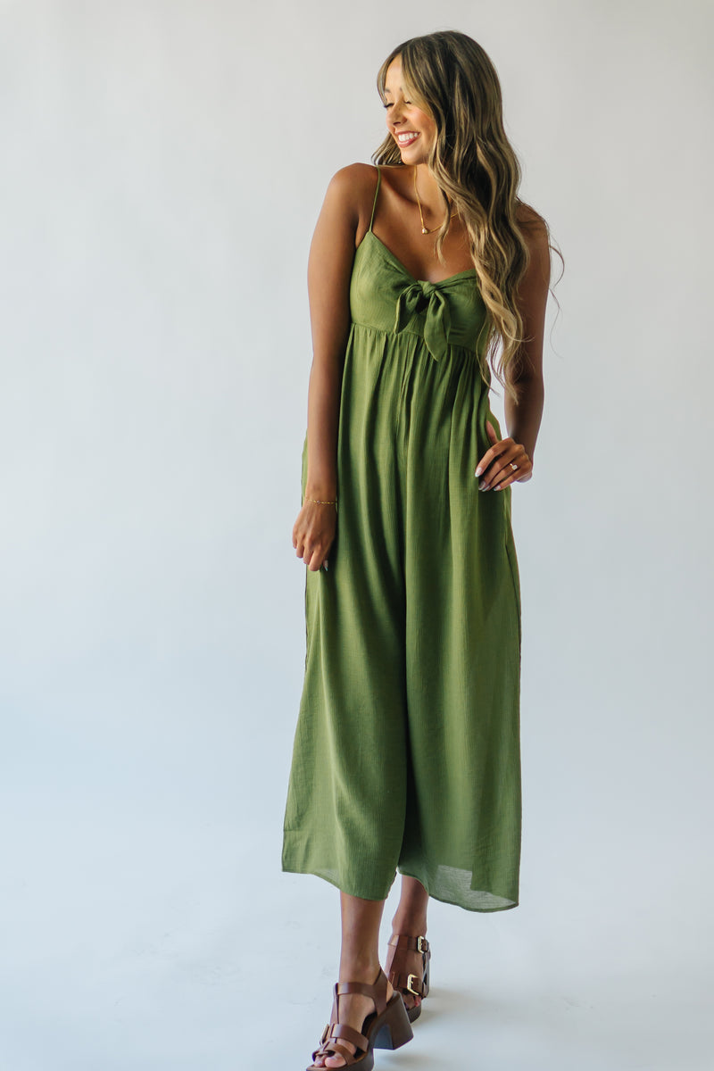 The Marsden Wide Leg Jumpsuit in Moss Green