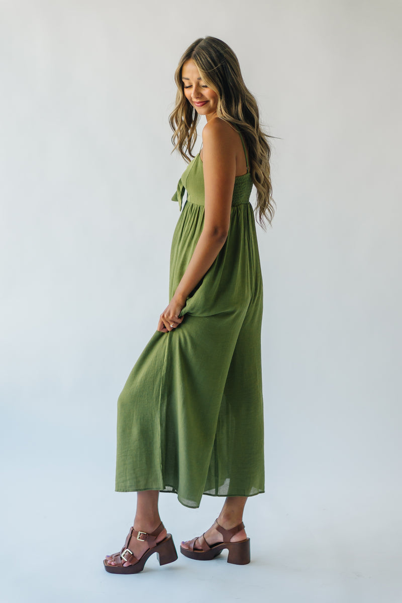 The Marsden Wide Leg Jumpsuit in Moss Green