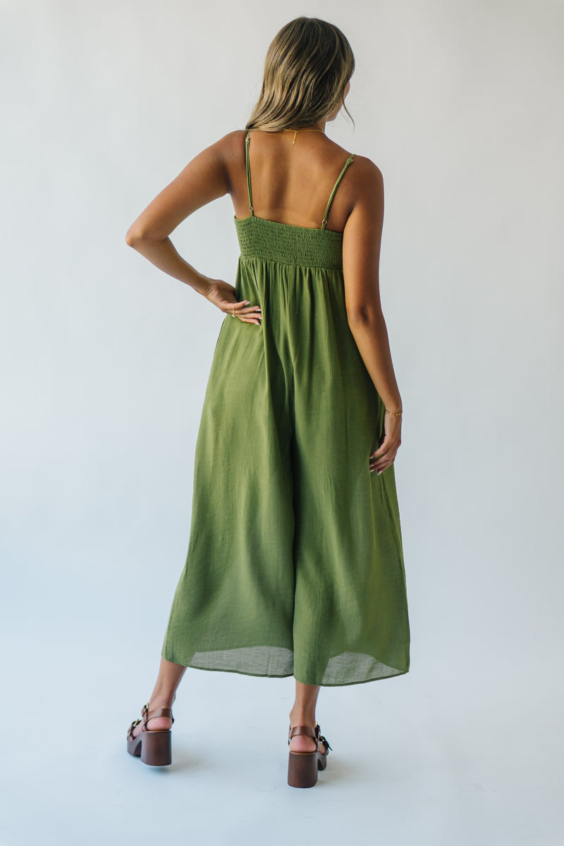 The Marsden Wide Leg Jumpsuit in Moss Green