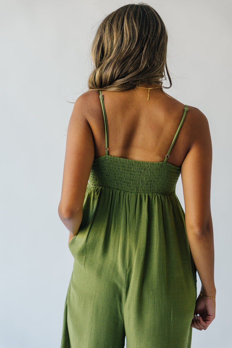 The Marsden Wide Leg Jumpsuit in Moss Green