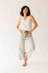 The Yorkana Eyelet Waist Barrel Jean in Striped Olive