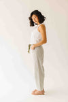 The Yorkana Eyelet Waist Barrel Jean in Striped Olive
