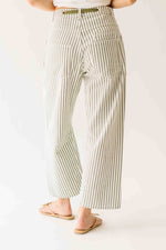 The Yorkana Eyelet Waist Barrel Jean in Striped Olive