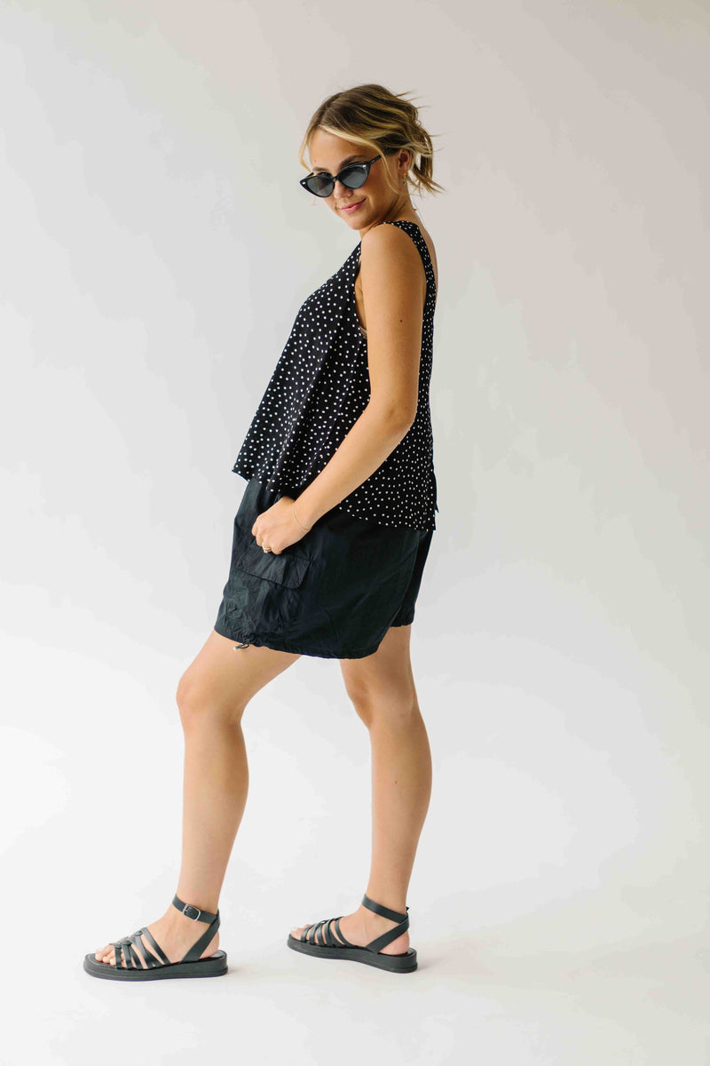 The Lenger Polka Dot Square Neck Tank in Black