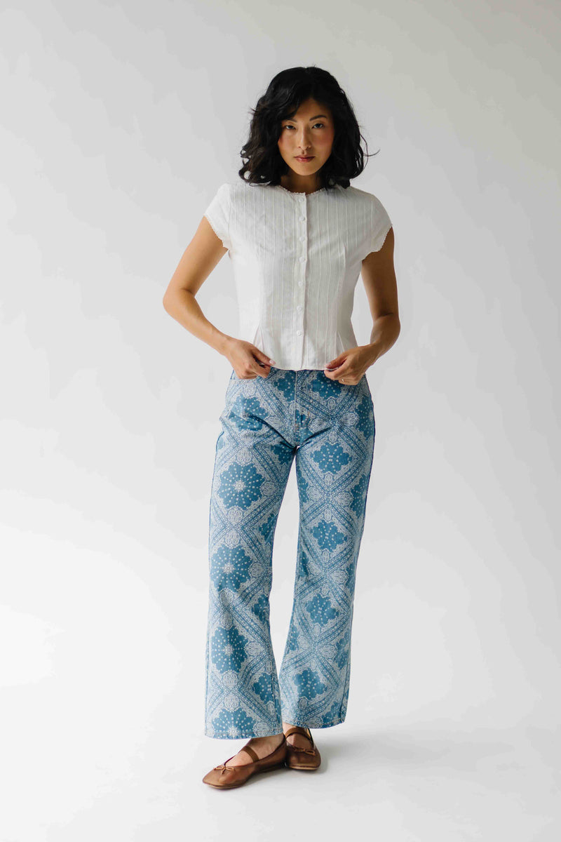The Lazarus Lace Trim Button-Up Blouse in White
