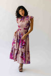 The Hunley Floral Flutter Sleeve Midi Dress in Mauve Multi