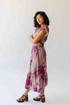 The Hunley Floral Flutter Sleeve Midi Dress in Mauve Multi