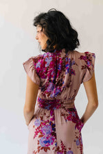 The Hunley Floral Flutter Sleeve Midi Dress in Mauve Multi