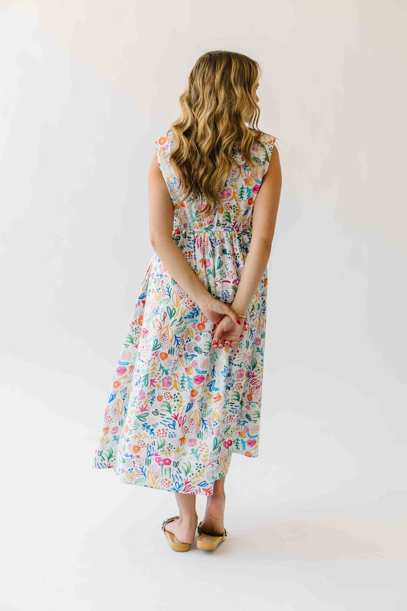 The Jaylyn Tie Front Midi Dress in Floral Multi