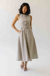 The Chesney Belted Midi Dress in Grey Stripe