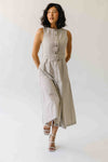 The Chesney Belted Midi Dress in Grey Stripe