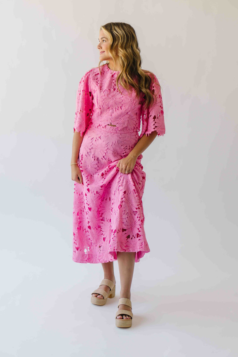 The Katie Embroidered Blouse + Skirt Set in Pink