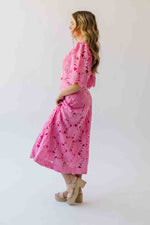 The Katie Embroidered Blouse + Skirt Set in Pink