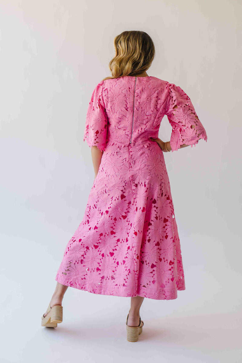 The Katie Embroidered Blouse + Skirt Set in Pink