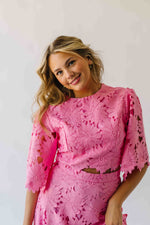 The Katie Embroidered Blouse + Skirt Set in Pink