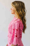 The Katie Embroidered Blouse + Skirt Set in Pink