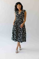 The Vergara Front Zip Midi Dress in Black