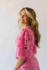 The Katie Embroidered Blouse + Skirt Set in Pink