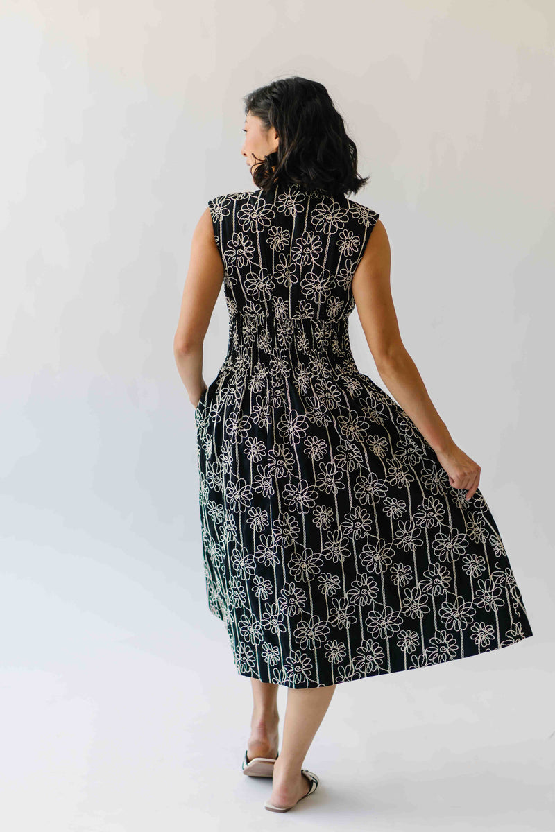 The Vergara Front Zip Midi Dress in Black