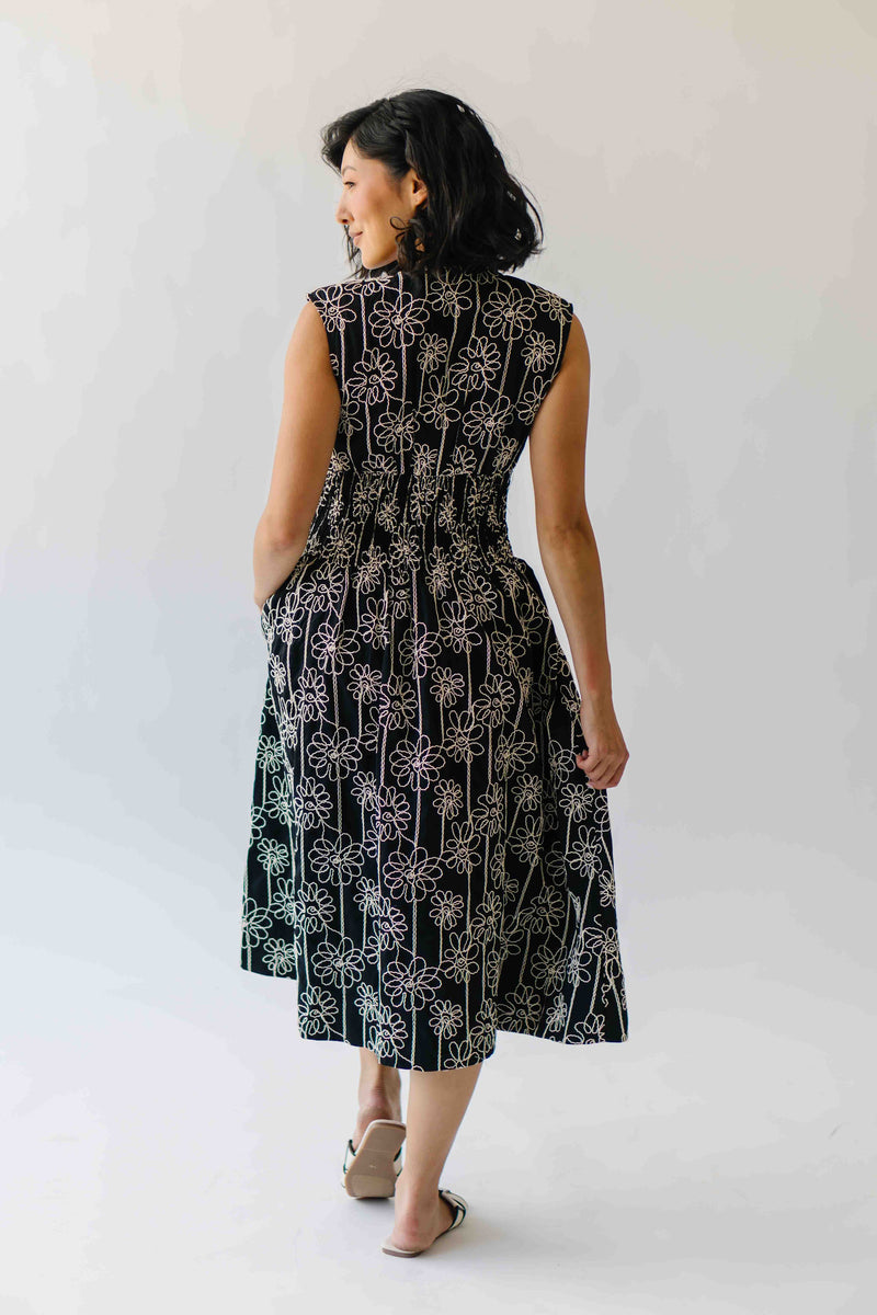 The Vergara Front Zip Midi Dress in Black