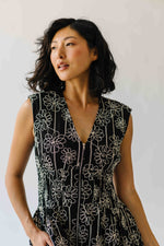 The Vergara Front Zip Midi Dress in Black