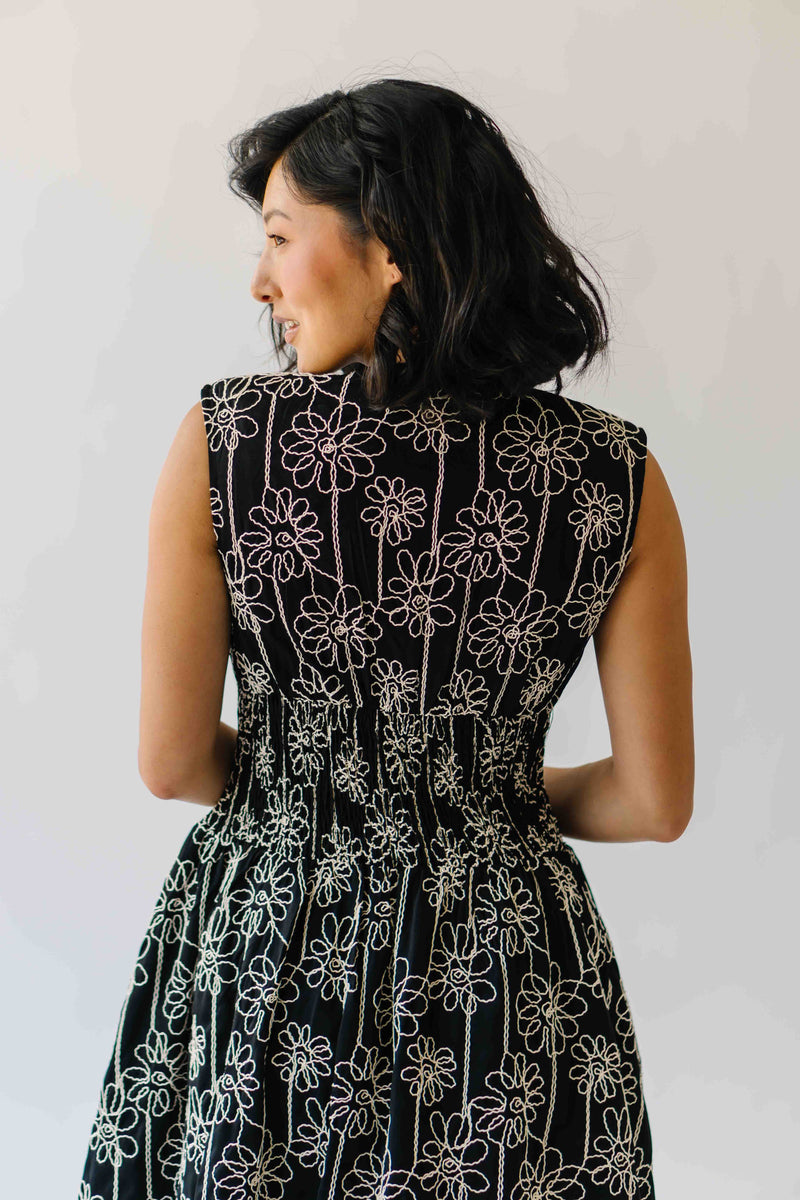 The Vergara Front Zip Midi Dress in Black