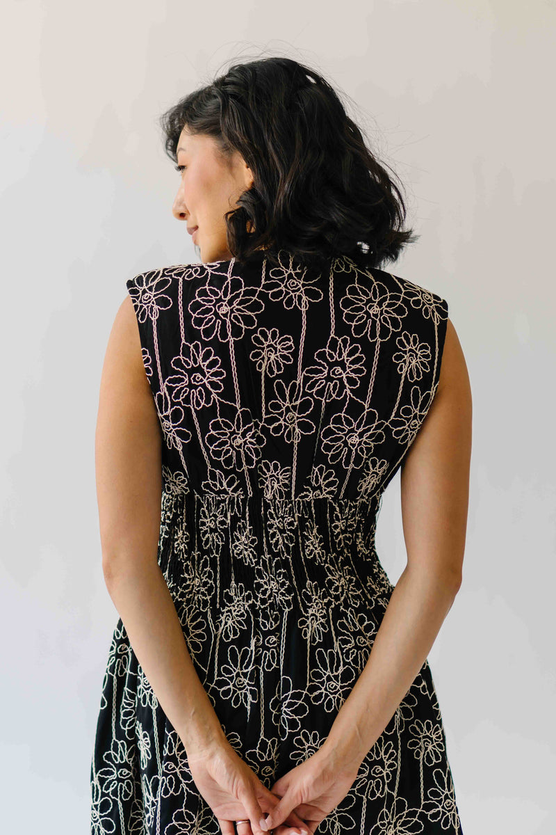 The Vergara Front Zip Midi Dress in Black