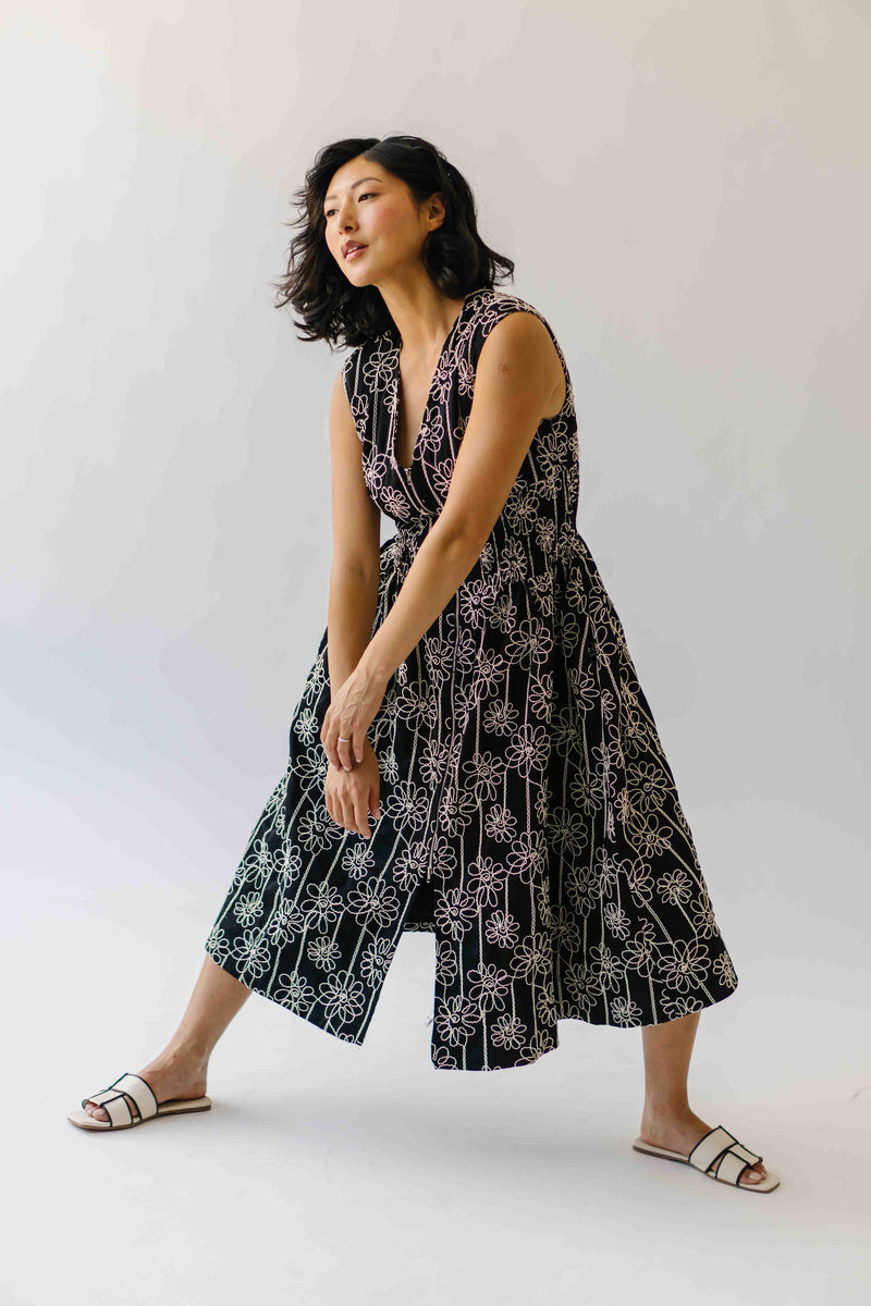 The Vergara Front Zip Midi Dress in Black