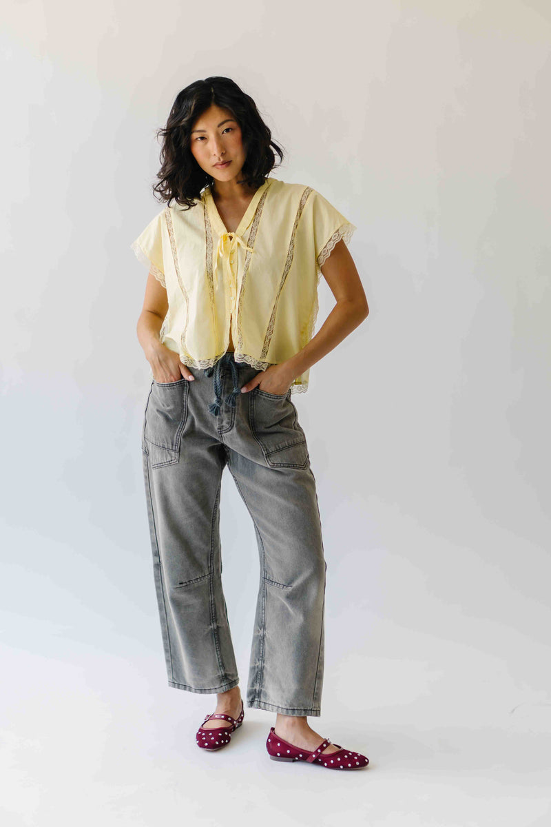 The Sanders Lace Insert Blouse in Yellow