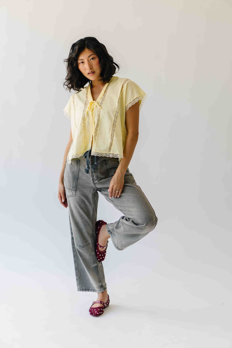 The Sanders Lace Insert Blouse in Yellow