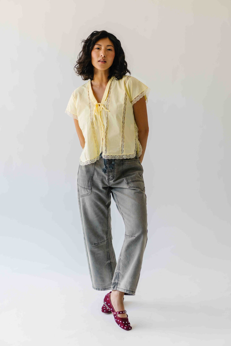 The Sanders Lace Insert Blouse in Yellow