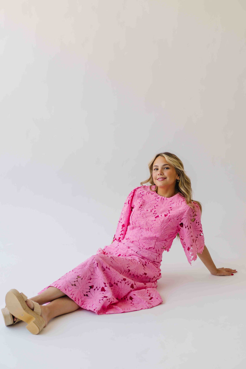 The Katie Embroidered Blouse + Skirt Set in Pink